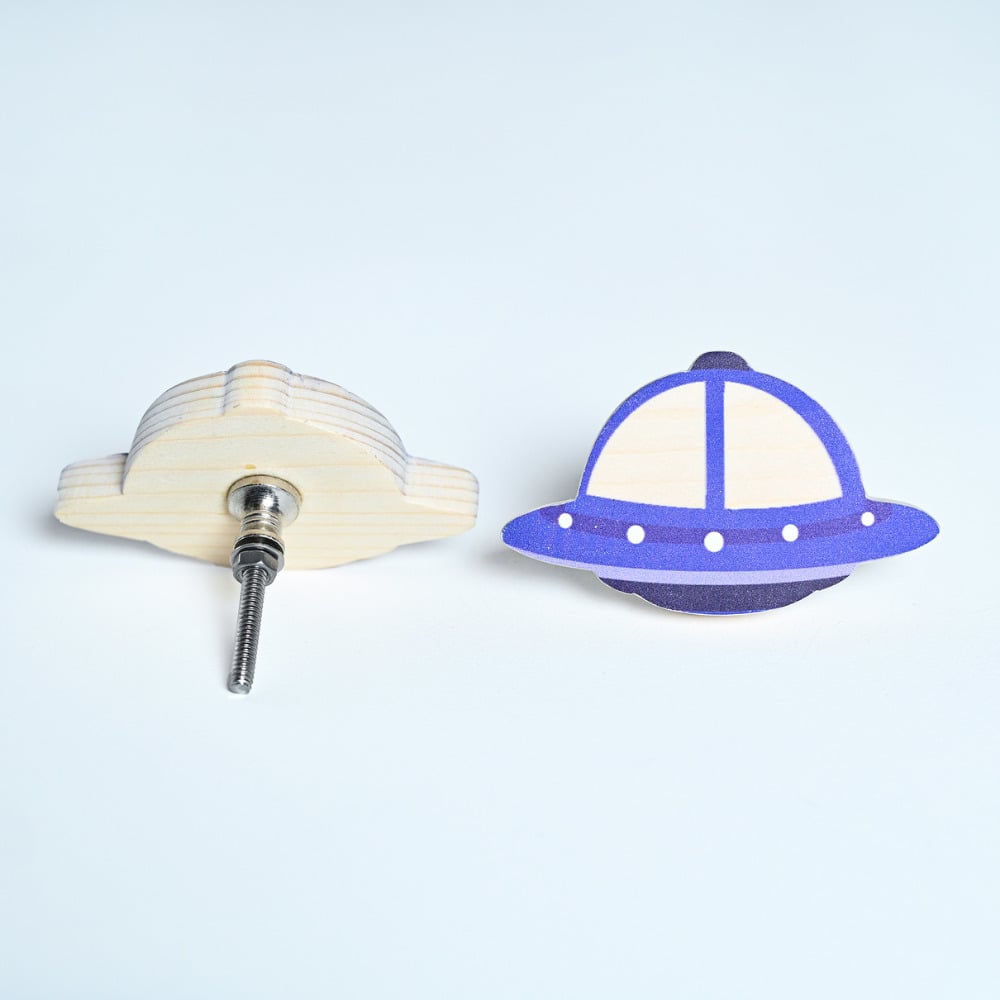Handmade Pine Wood Spaceship Knob for Kids Furniture